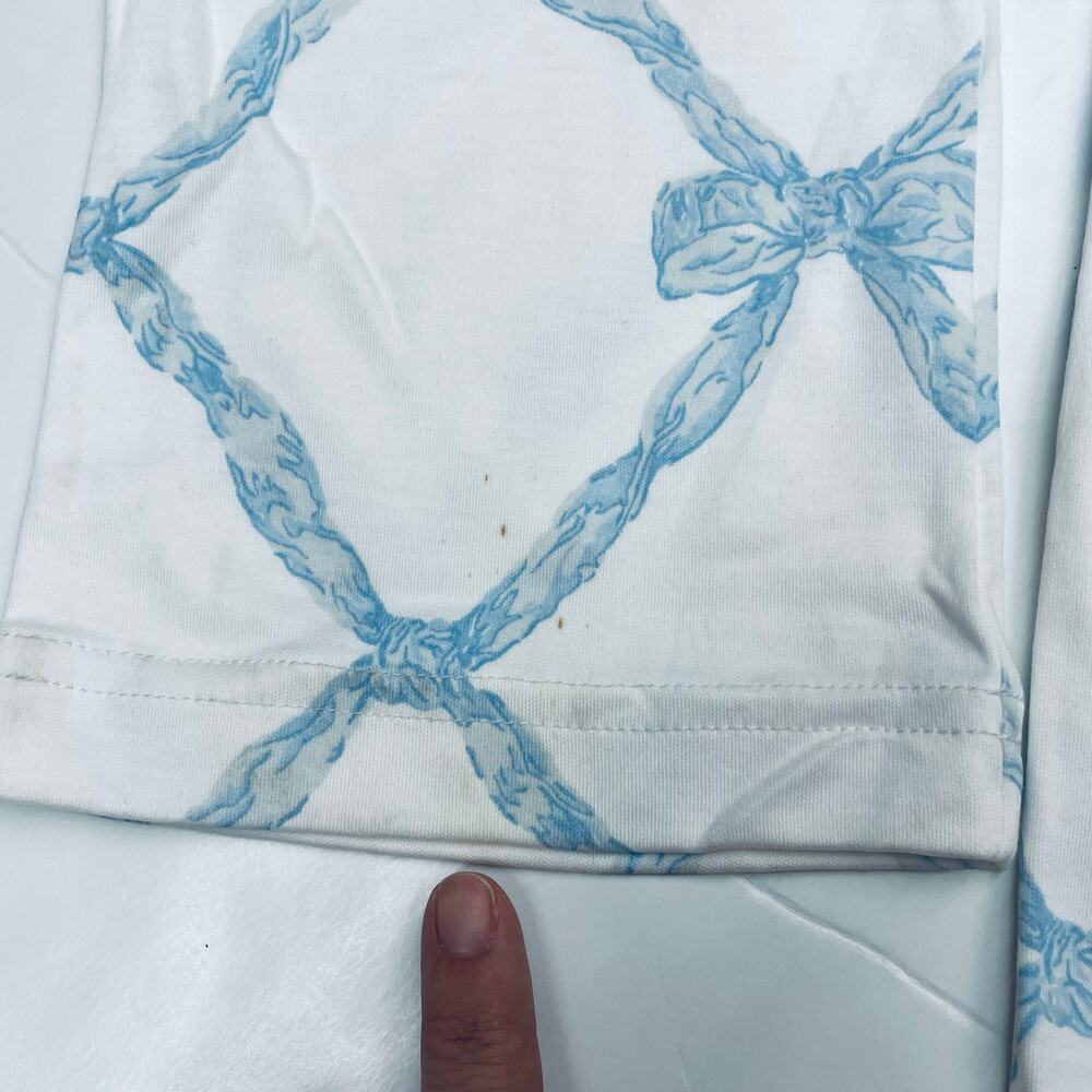 The Beaufort Bonnet Company White & Light Blue Rope-Print Cotton Pajama Set - Picture 6 of 7